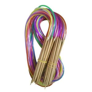 Egurs Lot de 18 aiguilles à tricoter circulaires en bambou 2-10 mm avec tube coloré 60 cm 