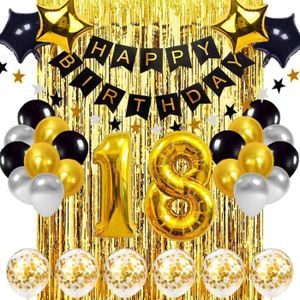 Decoration Anniversaire Noir Et Blanc 18 Ans Cdiscount
