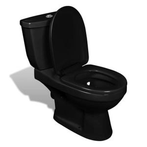 WC - TOILETTES CHEZ JM® WC Toilette - Cuvette avec réservoir Noir,70x39x76 cm|8783