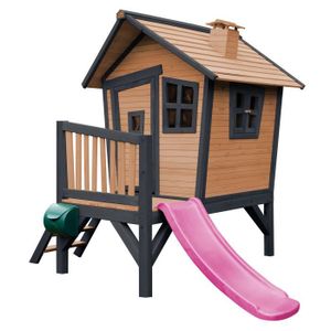 MAISONNETTE EXTÉRIEURE AXI Robin Maison Enfant avec Toboggan Violet | Aire de Jeux pour l'extérieur en anthracite & marron | Maisonnette