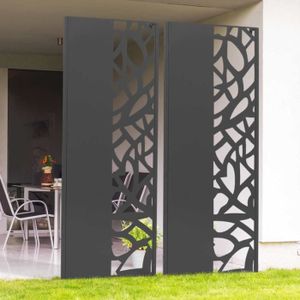 Panneau décoratif extérieur métal - Brise vue motif feuilles - Acier  thermolaqué noir - Cdiscount Jardin