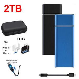 DISQUE DUR EXTERNE Disque Dur Externe SSD Portable 2TB 2To Bleu avec 