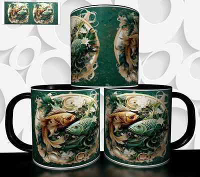 Mug Café Zodiac Signe Poissons - Céramique 325 Ml - Personnalisé - Neuf, Fabriqué En France