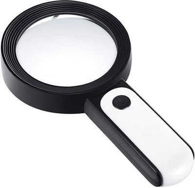 Loupe De Poche 10x - Lentille Verre 8cm - Poignée Amovible - Pour Lecture, Bricolage, Collection