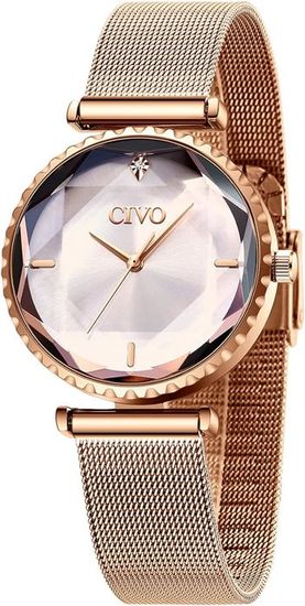 Montre Femme CIVO Acier Inoxydable - Cadran Ciel étoilé Bleu Avec Strass - Étanche 30m, Bracelet Réglable - 4