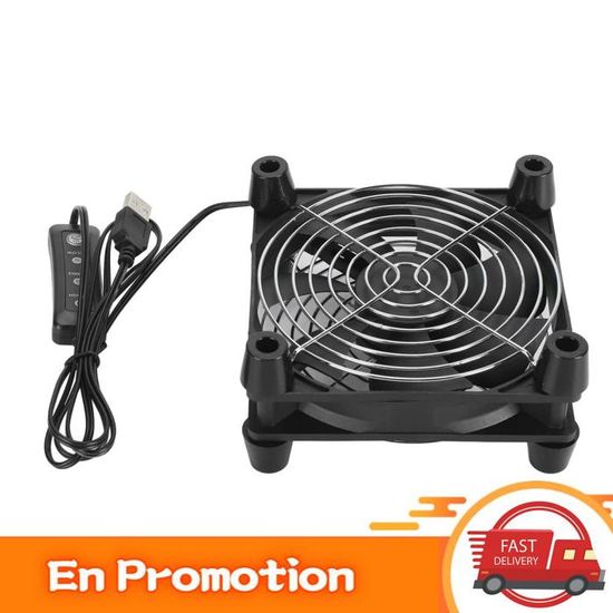 Ventilateur PC 120mm Silencieux 12V 3 Vitesses - Refroidissement Routeur TV Radio Avec Adaptateur 220V-240V (Lot De 2)