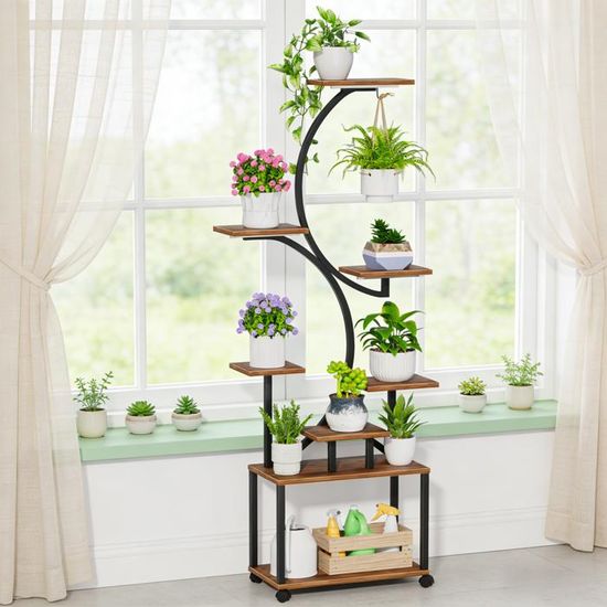 Mulaibdin Porte Plante Intérieur 5 Niveaux - Étagère Plantes Métal - Support Jardinière Balcon Stable