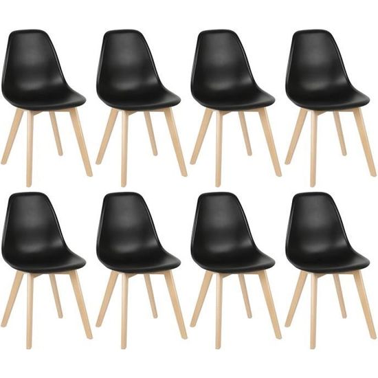 Lot de 6 chaises scandinaves. Pieds bois de hêtre. Chaises 1 place. Blancs  - Conforama