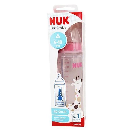NUK First Choice+ biberon avec température control 6-18 mois rose