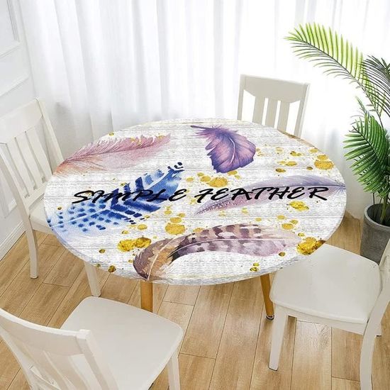 Nappe Anti-Taches Ronde, 150 Cm, Feuilles, Imperméable, Lavable