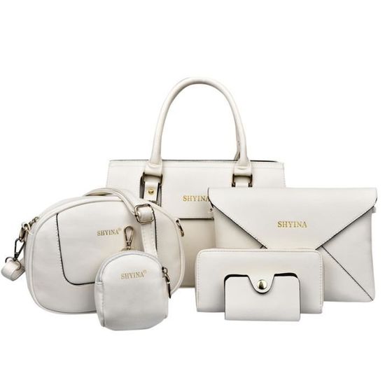 Sac à Main Fourre-tout Femme En Cuir Beige/blanc - Bandoulière, Neuf Avec étiquettes