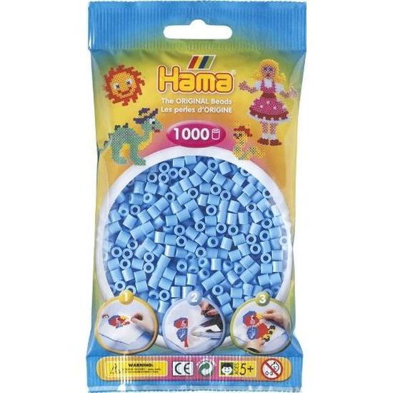HAMA - 207-46 - Loisirs créatifs - Perles et bijoux - Sachet 1000 perles bleu pastel