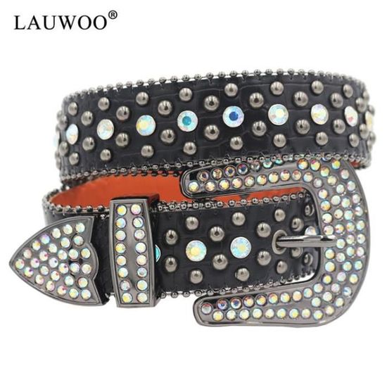 Ceinture Femme Strass Et Rivets - Cuir PU Noir élégant