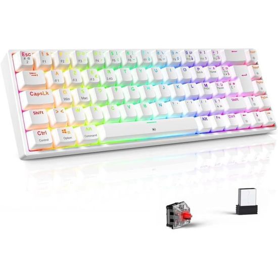TMKB Clavier Gamer Mécanique, T68SE 60% Mini Compact USB Câblé Clavier