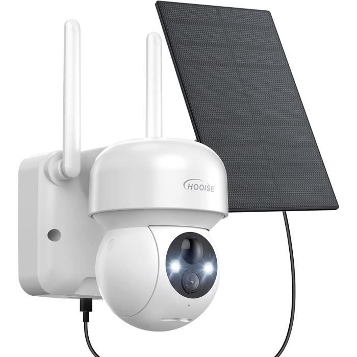Ctronics 2K Caméra Surveillance WiFi Extérieur Solaire, 360°PTZ IP
