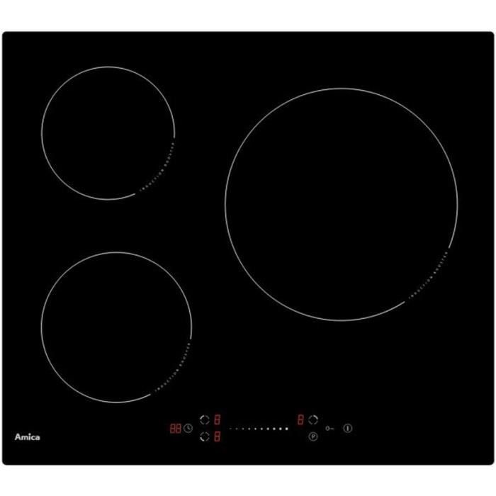 Amica - plaque de cuisson à induction 60cm 3 feux 6600w noir - ai3537