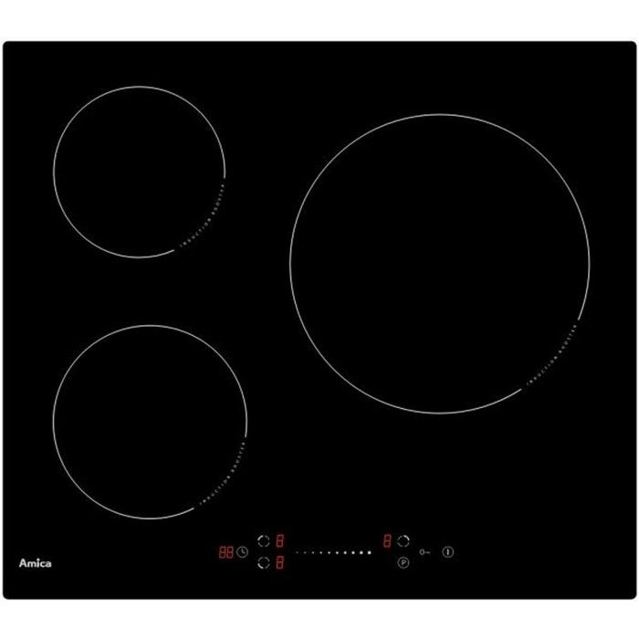 Amica - plaque de cuisson à induction 60cm 3 feux 6600w noir - ai3537