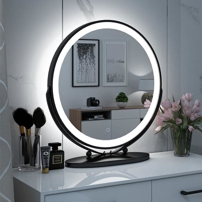 LAIZERE% Miroir Électrique de Maquillage Lumineux LED Miroir de Maquillage Rond Rotatif 50*50cm (Blanc Froid 6500k)