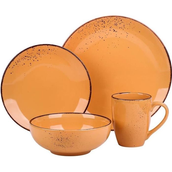 vancasso, Série Navia, Service de Table en Céramique, 4 Pièces, Assiette Bol Tasse, Faïence Style Classique