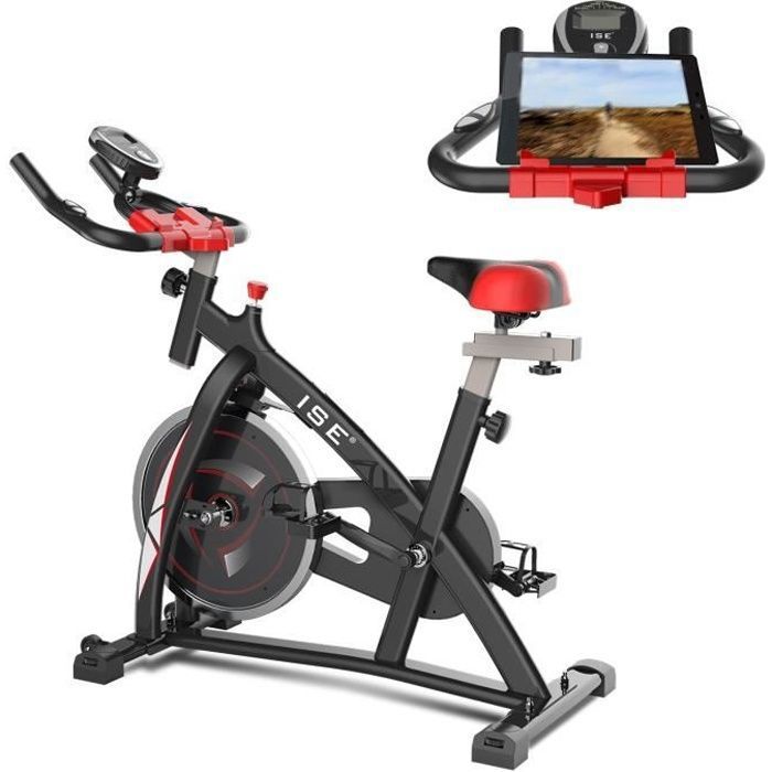 ISE velo biking magnetique,velo d'appartement interieur entrainement + Support capitonné + roue inertie 10kg,SY7802