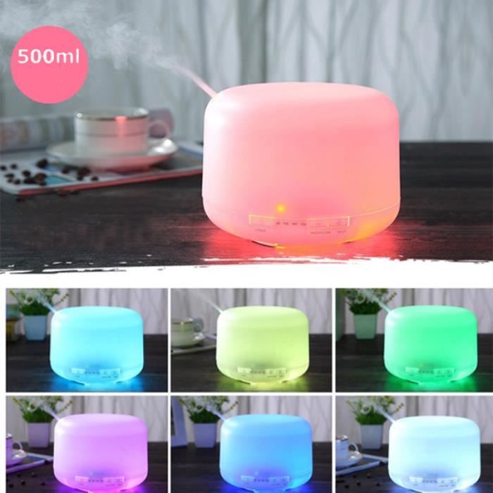 Diffuseur d'Huiles Essentielles 500ML,Humidificateur d'air Diffuseur Arôme Ultrasonique 7 Couleur LED pour Maison, Bureau,SPA