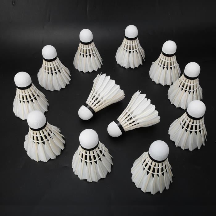 Cikonielf Balle de badminton 12 pièces balles de badminton en plumes de canard volants en plein air entraînement intérieur