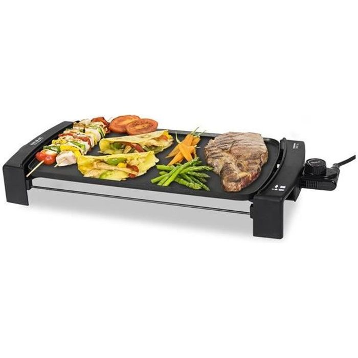 Cecotec Black&Water 2500 Plaque de Cuisson, Grill Électrique, Revêtement Anti-Adhésif, d'un Plateau de Récupération des Graisses, de