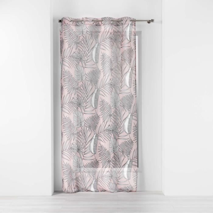 CDaffaires Voilage a oeillets 140 x 240 cm voile sablé imprimé Majolica Rose
