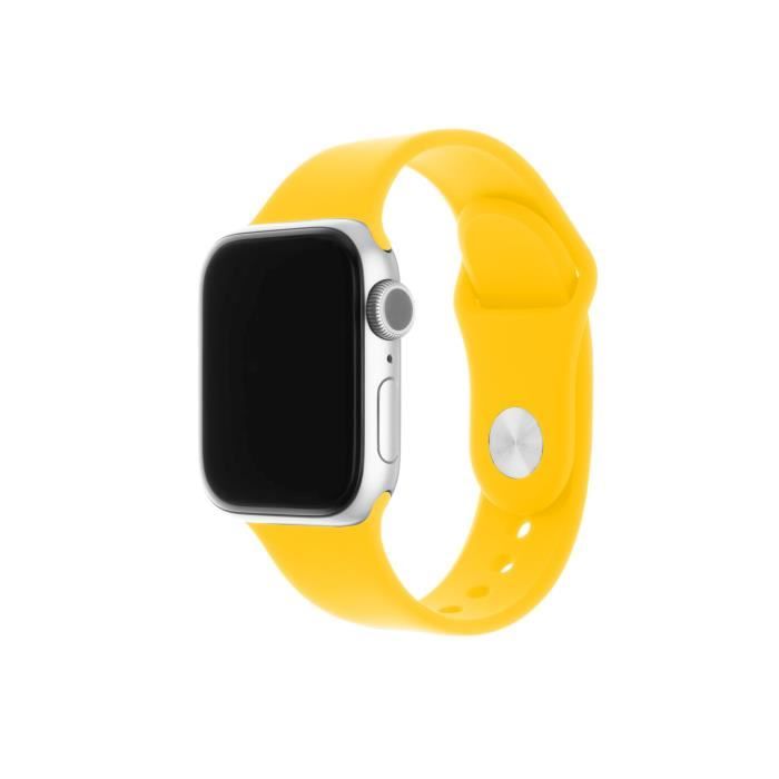 Jeu de bracelets en silicone FIXED Bracelet en silicone compatible avec Apple Watch 42-44 mm, jaune