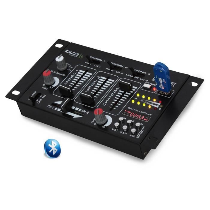 Table de mixage 4 voies 7 entrées avec port USB/BLUETOOTH IBIZA SOUND