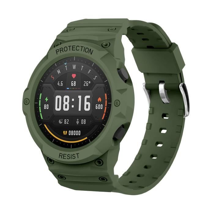 Bracelet Coque compatible pour XIAOMI MI WATCH Protection Robuste Design Sportif Bracelet de Remplacement avec Coque,Vert militaire
