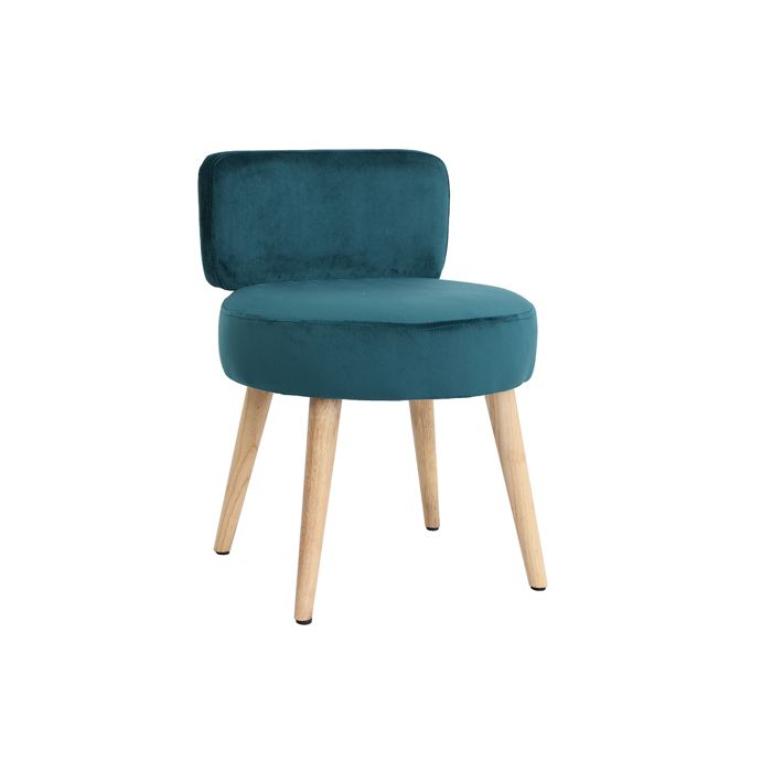 Miliboo - Fauteuil design en velours bleu canard et pieds bois