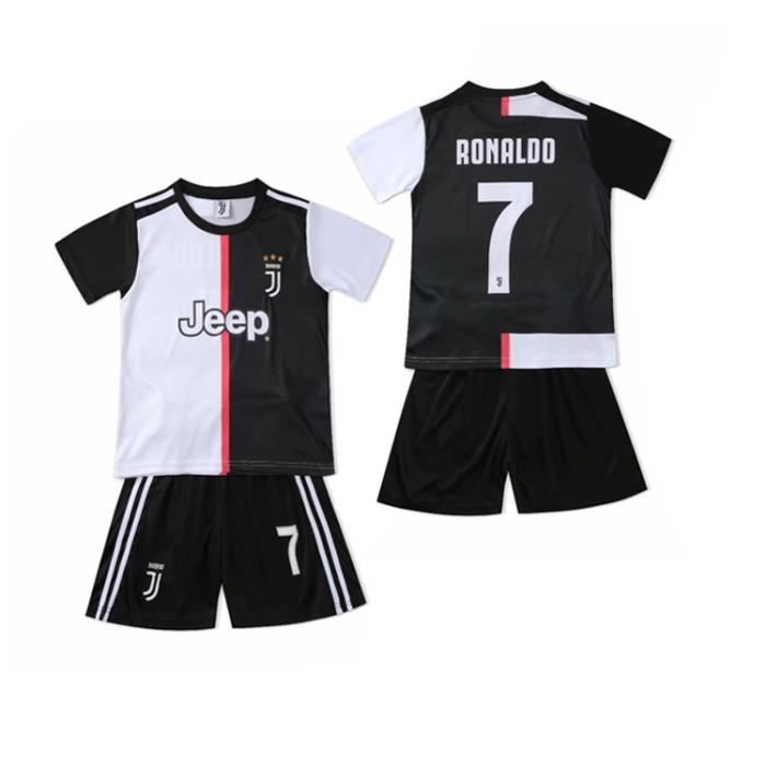 Juventus Maillot de Foot Short Football Soccer Nouveau NO.7 Cristiano Ronaldo 2019 2020 Pas Cher pour Enfant Garçon