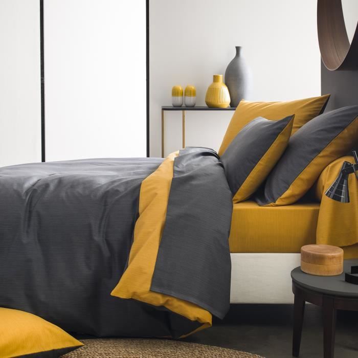 Housse de couette bicolore en bambou, Écorce, 140 x 200 cm