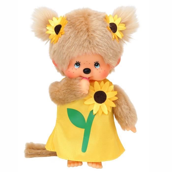 Fille de Fleur | 20 cm | Kiki | Monchhichi Poupée | Fille | Robe de tournesol