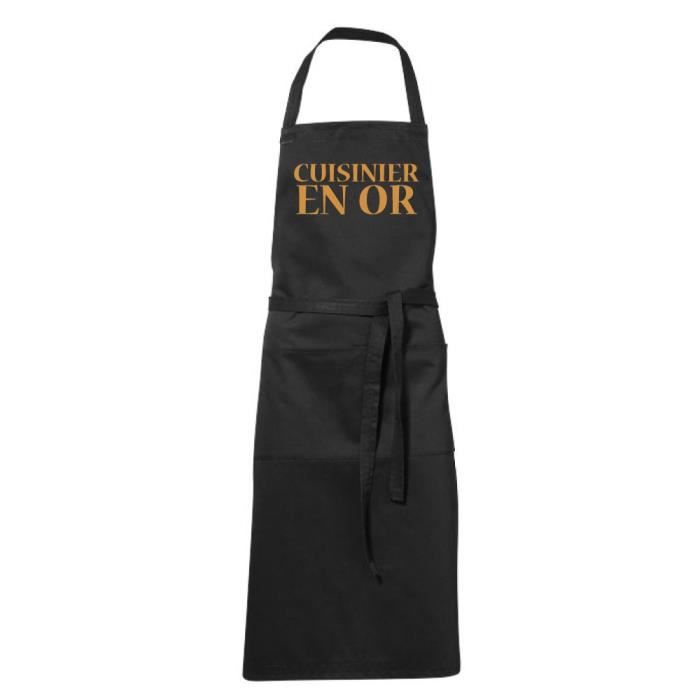 Tablier de cuisine noir Humoristique -cuisinier en or - fete des Pères