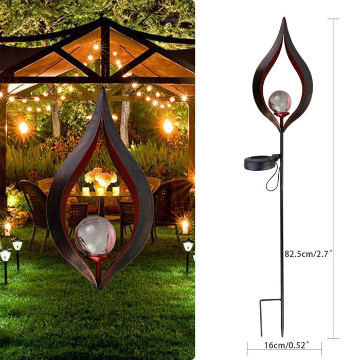 TD® Solaire Lampadaire extérieur - LED rétro fer Bronze soleil Angle Mars Lampes solaires flamme lumière Lampadaire de jardin pelous