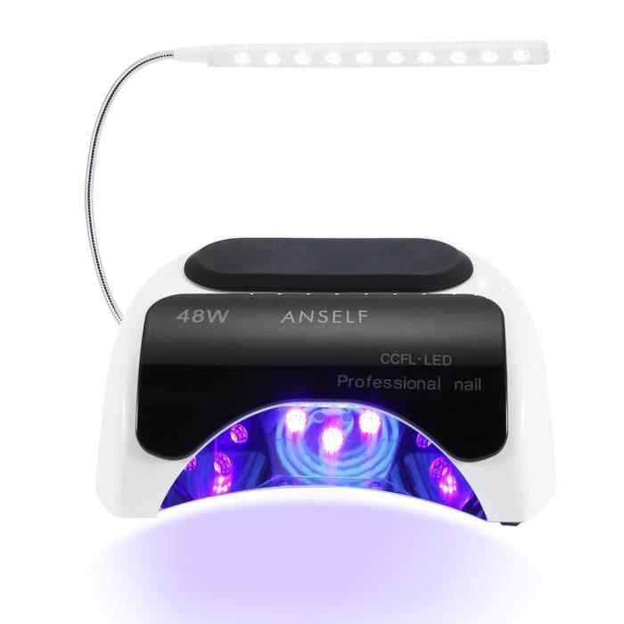48W Lampe Sèche Ongles CCFL LED Professionnelle pour Durcissement de Gel Shellac et Vernis Blanc