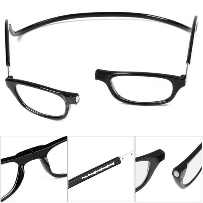 PC03953-+2.5 Anti-Fatigue Lunette Loupe Lecture Radiation Protection Presbytie Aimant Leger Noir