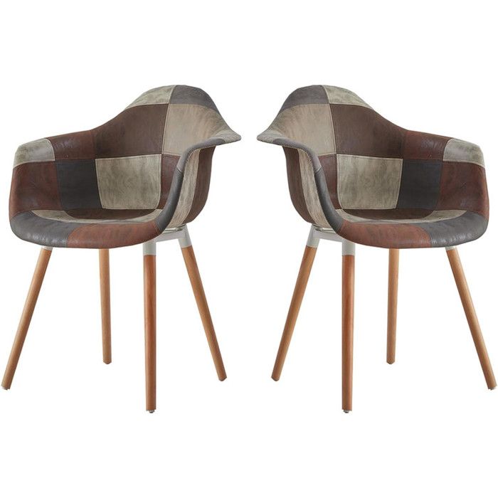 BenyLed Lot de 2 chaises longues en cuir avec pieds en bois massif pour la maison,la cuisine et le bureau