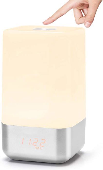 Radio Réveil Simulateur Aube Bawoo - 20 Luminosités, 8 Sons Nature, FM - Lumière Douce Veilleuse