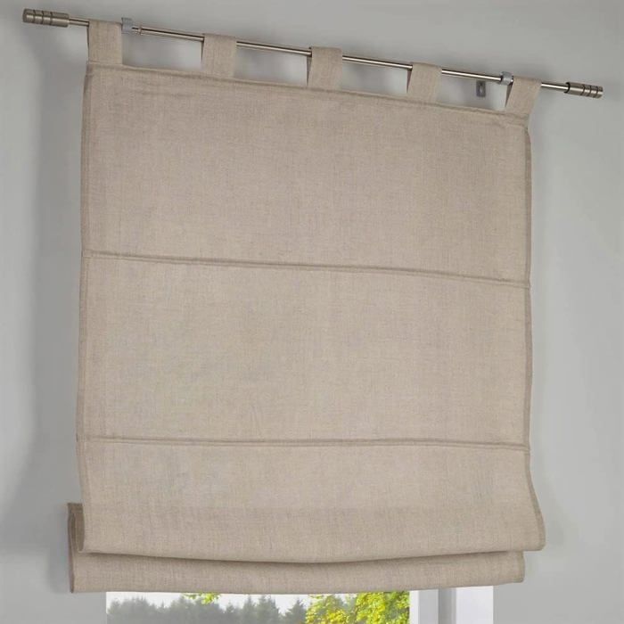 Store Bateau 100% Lin Naturel - Crème - 100x140 Cm - Style Métis Déco