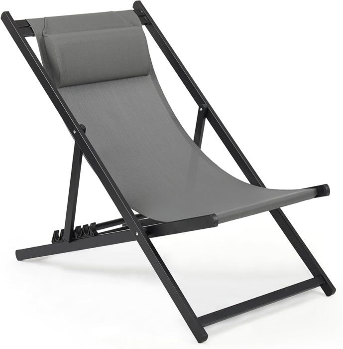 Chaise Longue Pliable, Coton Bains de Soleil Fauteuil Relax de Plage