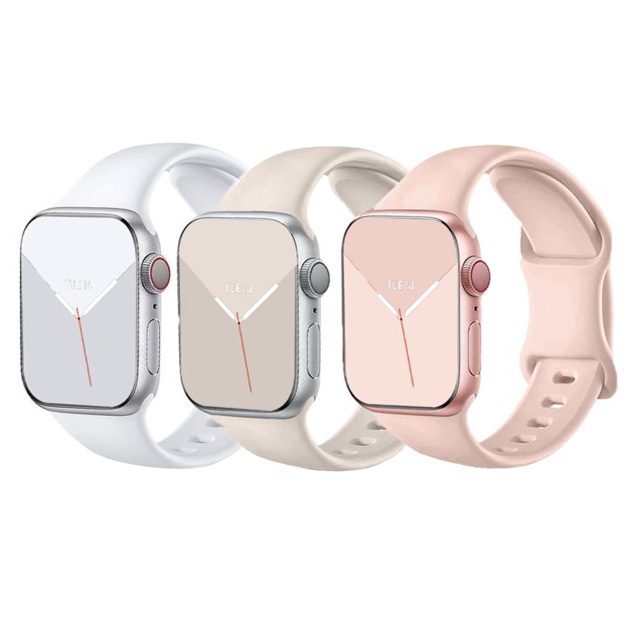 Lot de3 Bracelet Silicone Blanc/Rose sable/Starlight Souple pour Apple watch Serie 9 8 7 6 5 4 3 2 1 SE 42/44/45mm/49mm-Visiodirect