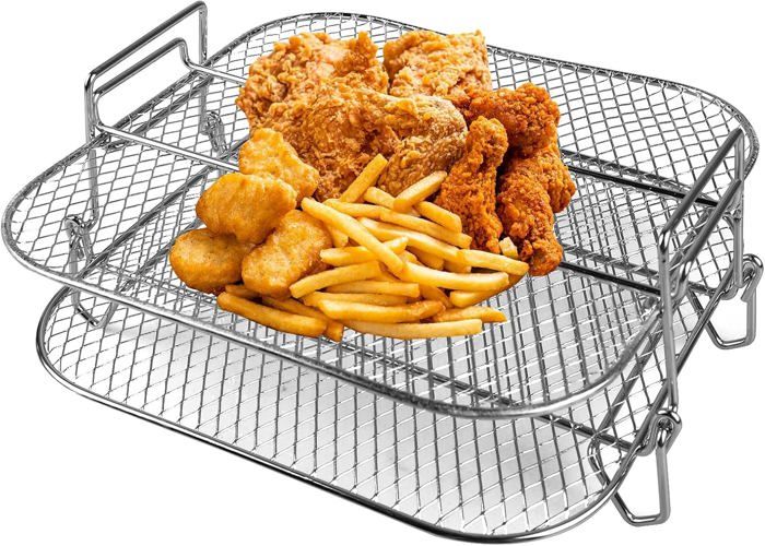 Gril Double Couche Inox Pour Friteuse à Air - Accessoire De Cuisson