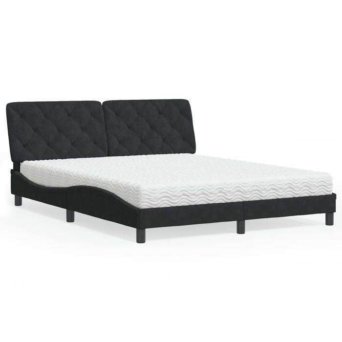 vidaXL Lit avec matelas noir 160x200 cm velours 3208666