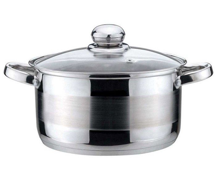 Marmite - KINGHOFF - KH-4328 - 18 cm - Acier inoxydable - Couvercle en verre