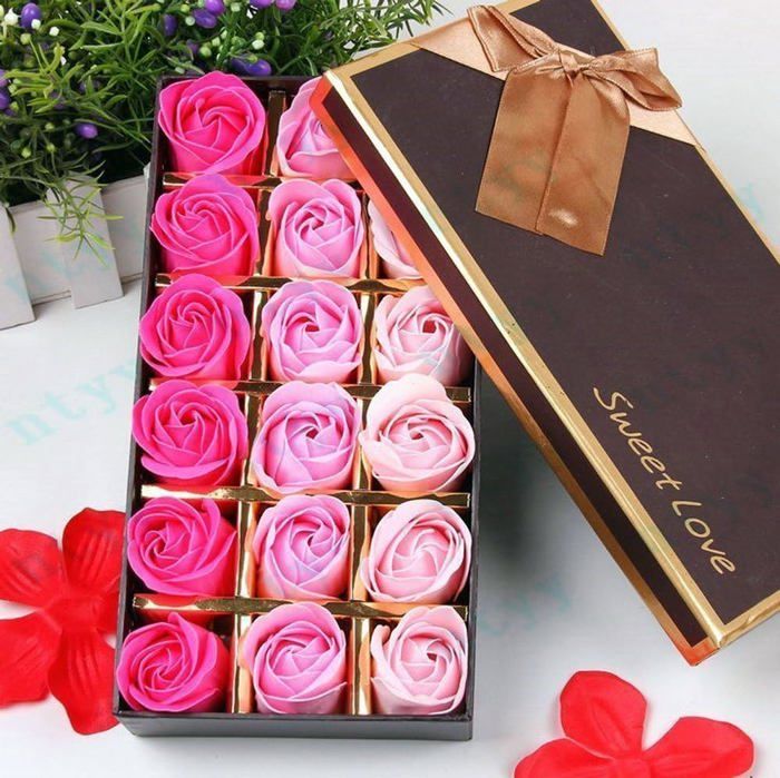Coffret De Roses De Bain Parfum Pêche - Pétales De Rose Savon, Origine France, Idée Cadeau