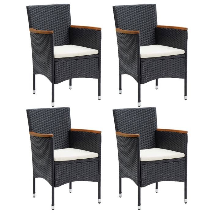 SALE 2025Chaises à manger de jardin - lot de 4 - Fauteuils de Jardin - Résine tressée Noir - 55x58x84 cm2564 Kg 6573