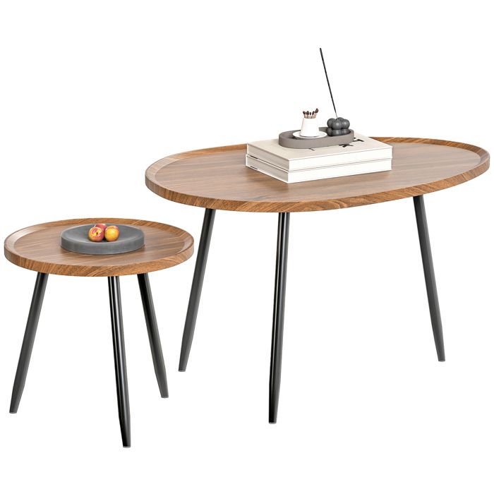 Set 2 Tables Basses Gigognes Rectangulaires – Effet Chêne Noir & Noir Mat – Style Moderne Scandinave – Salon & Chambre Gain De Place